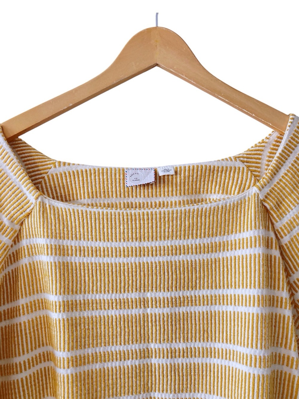ANTHROPOLOGIE POSTMARK | Mustard Yellow Striped Knit Top | Size XL - Picture 4 of 12